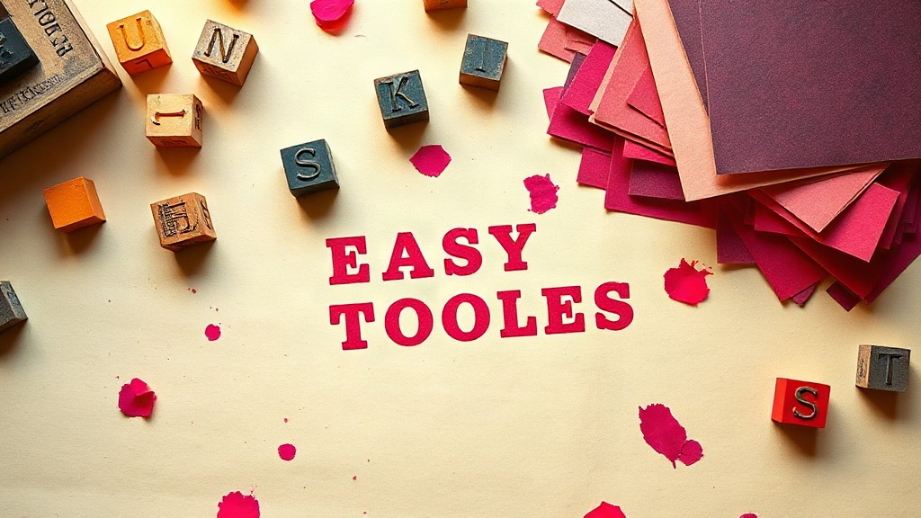 Warm typography workshop scene with color swatches on cream paper