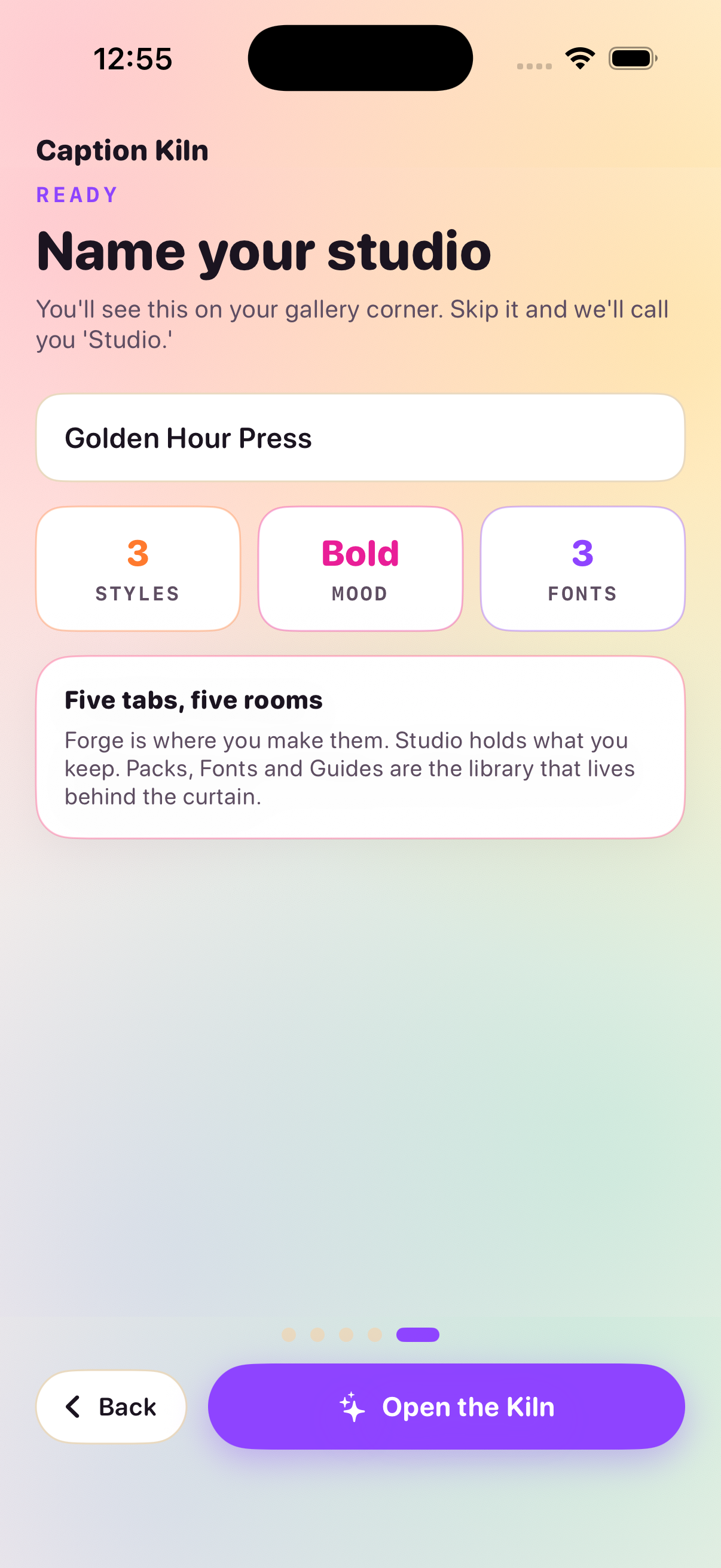 Fonts tab with typeface previews